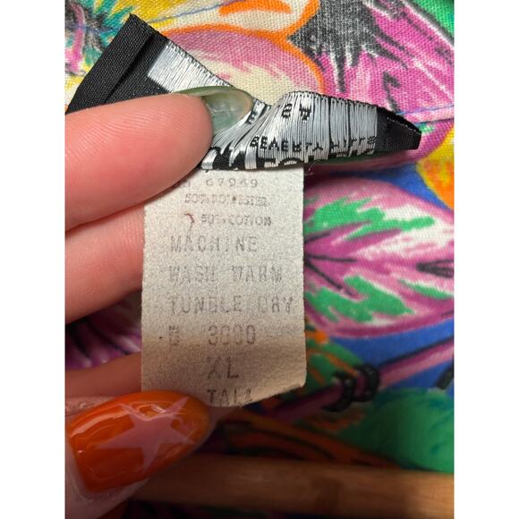 Vintage Don Loper Hawaiian Button Up Shirt Blue Mens XL Tall‎ - Picture 4 of 5